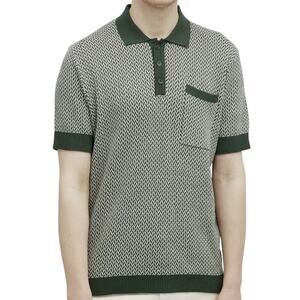 NEW Percival Size XL Casa Martini Knitted Polo in Forest Green Preppy Luxury